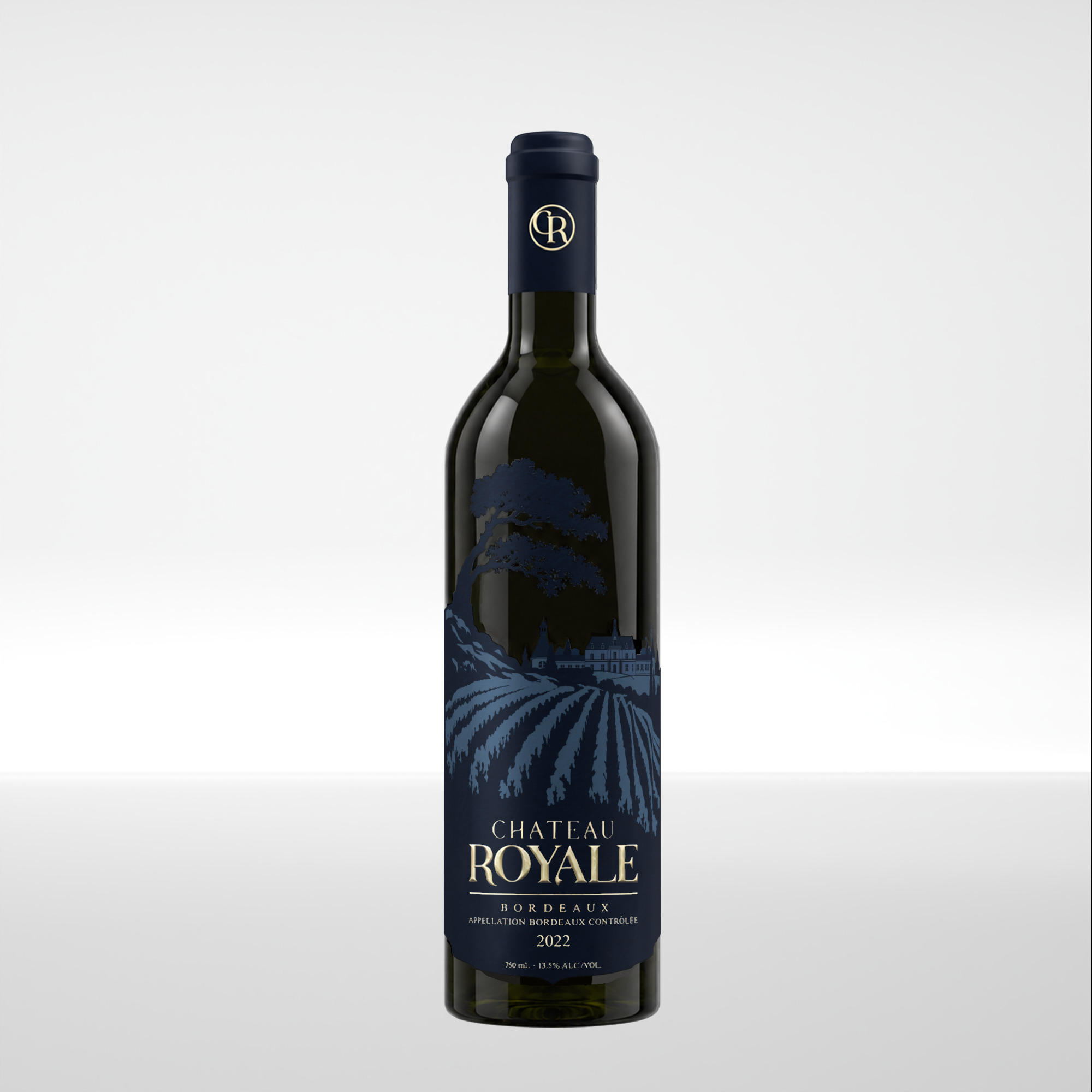 Château Royale wine bottle front render