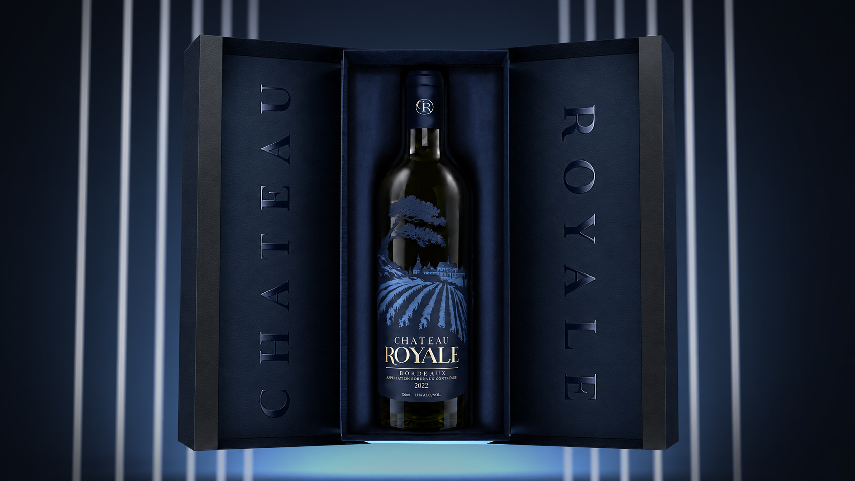 Conceptual wine bottle and rigid presentation packaging