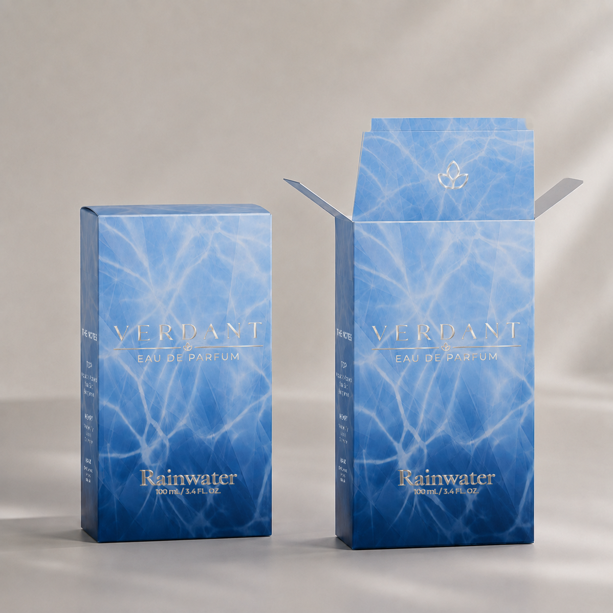 Verdant Rainwater bottle and carton shown together