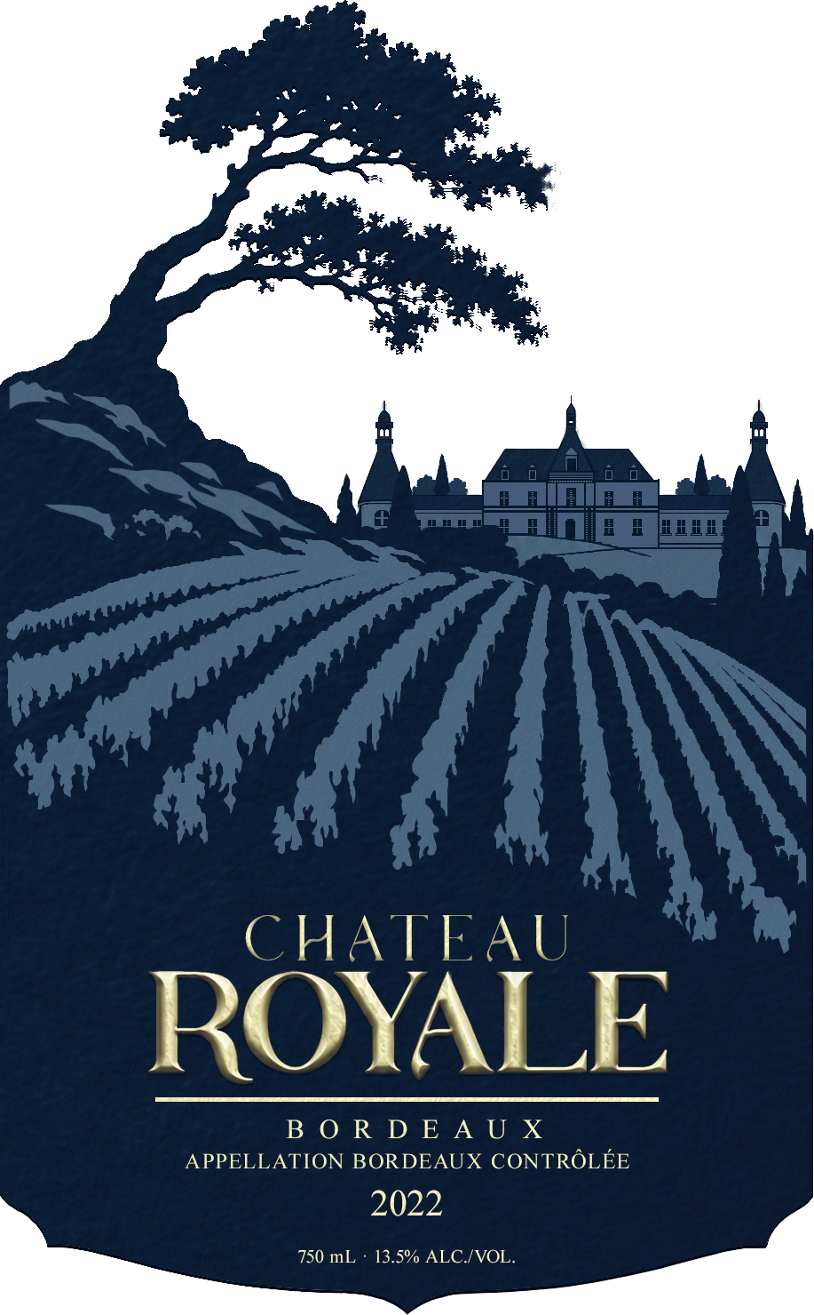 Rendered Château Royale Bordeaux wine label