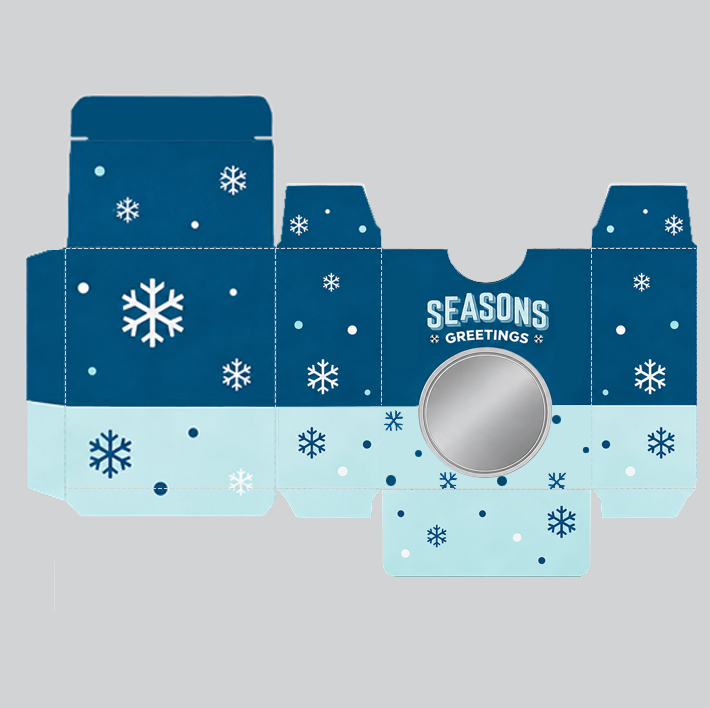 Season's Greetings cookie box dieline presentation