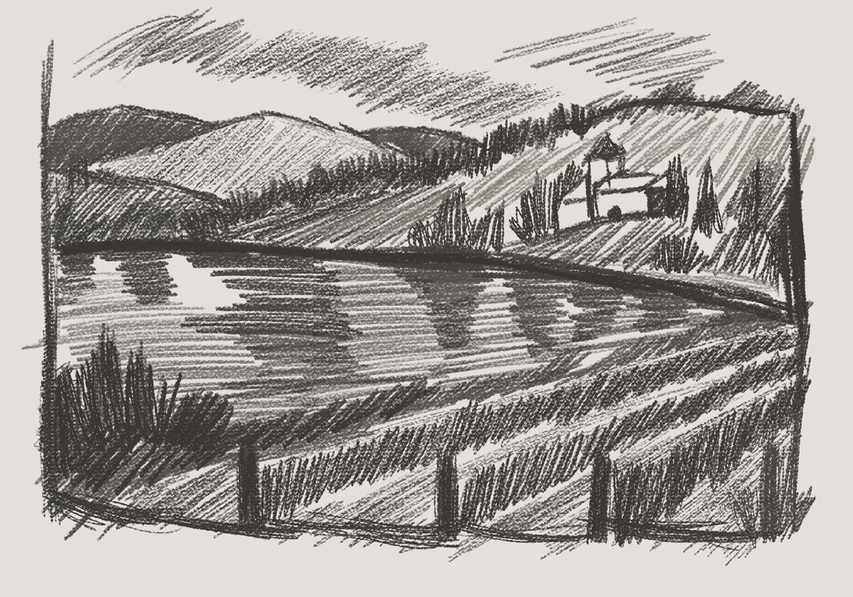Château Royale wine label composition sketches